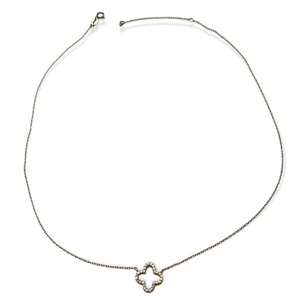 Ati Sterling 925 Crystal Clover Necklace 18